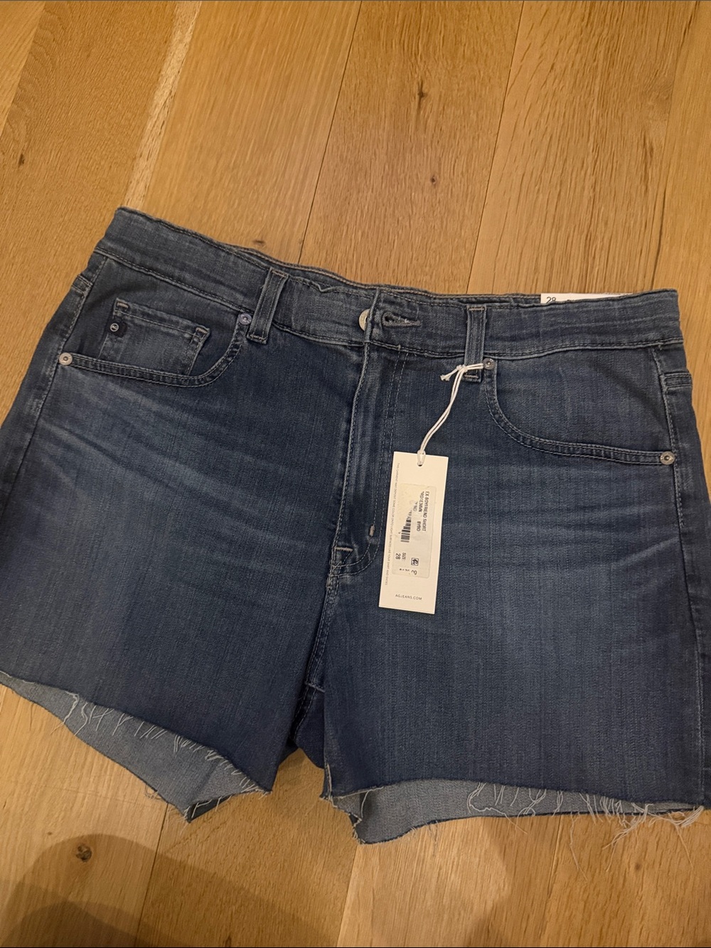 AG Adriano Goldschmied Indigo Raw-Hem Denim Cutoff Shorts